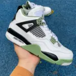 Air Jordan 4 AJ4 White/Green/Black "Matcha Green" Sea Salt Mid  AQ9129-103 - 图片 3