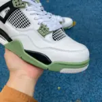 Air Jordan 4 AJ4 White/Green/Black "Matcha Green" Sea Salt Mid  AQ9129-103 - 图片 8