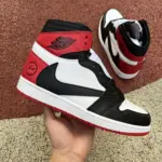 Travis Scott x Air Jordan 1 "Reverse Swoosh" Black White Red DH3227-500 - 图片 8