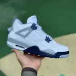 Air Jordan 4 AJ4 White/Blue "Midnight Navy" Speckled Retro DH6927-140