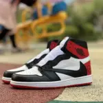 Travis Scott x Air Jordan 1 "Reverse Swoosh" Black White Red DH3227-500
