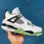 Air Jordan 4 AJ4 White/Green/Black "Matcha Green" Sea Salt Mid  AQ9129-103